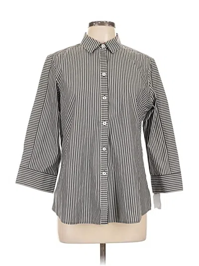Pre-owned Foxcroft 3/4 Sleeve Button Down Shirt In Gray