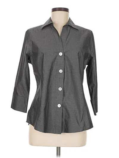 Pre-owned Foxcroft 3/4 Sleeve Button Down Shirt In Gray