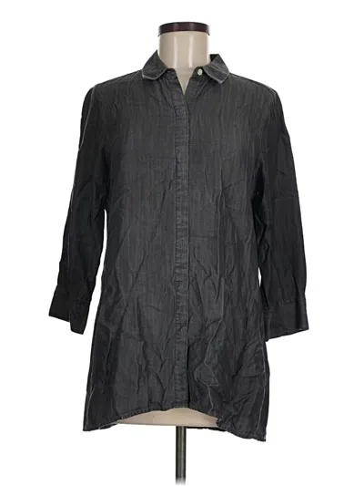 Pre-owned Foxcroft 3/4 Sleeve Button Down Shirt In Gray