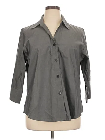 Pre-owned Foxcroft 3/4 Sleeve Button Down Shirt In Gray