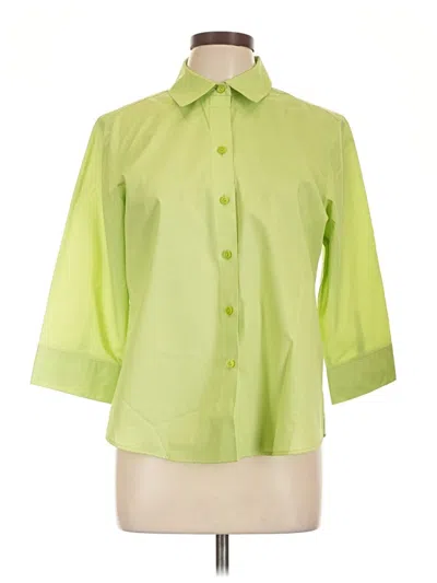 Pre-owned Foxcroft 3/4 Sleeve Button Down Shirt In Green