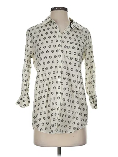 Pre-owned Foxcroft 3/4 Sleeve Button Down Shirt In Ivory
