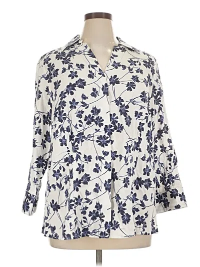 Pre-owned Foxcroft 3/4 Sleeve Button Down Shirt In Ivory