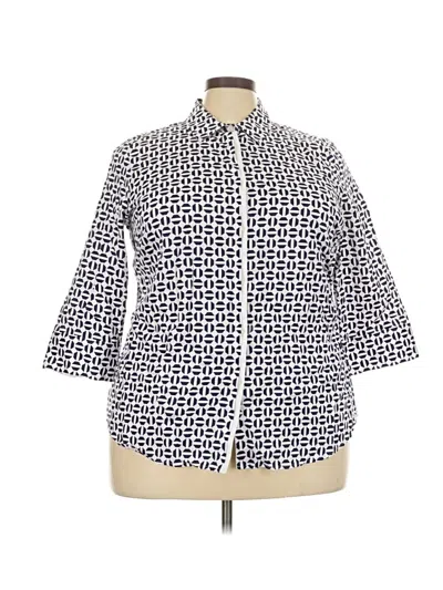 Pre-owned Foxcroft 3/4 Sleeve Button Down Shirt In Ivory