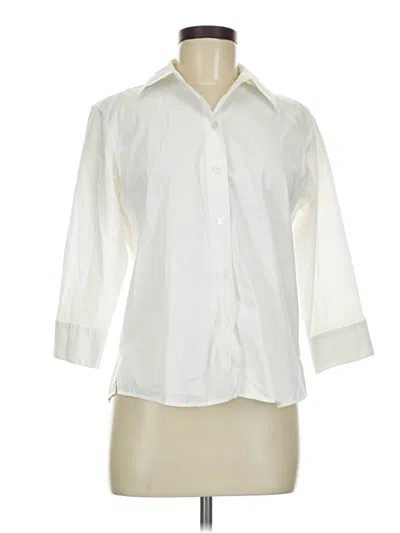Pre-owned Foxcroft 3/4 Sleeve Button Down Shirt In Ivory