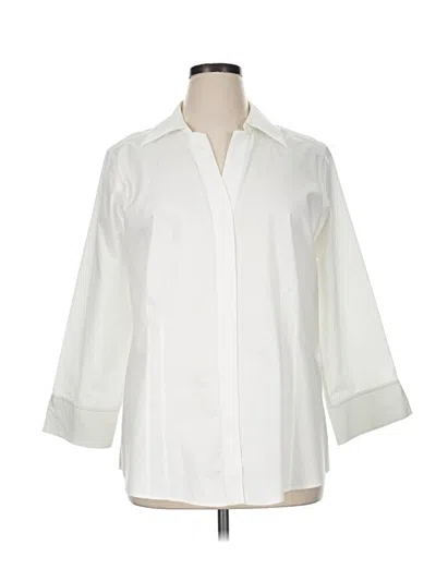 Pre-owned Foxcroft 3/4 Sleeve Button Down Shirt In Ivory