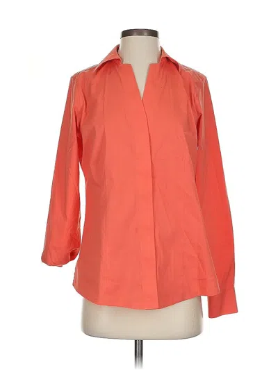 Pre-owned Foxcroft 3/4 Sleeve Button Down Shirt In Orange