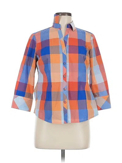 Pre-owned Foxcroft 3/4 Sleeve Button Down Shirt In Orange