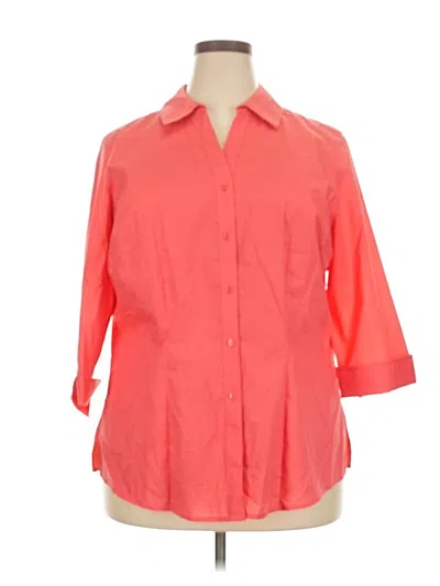 Pre-owned Foxcroft 3/4 Sleeve Button Down Shirt In Orange