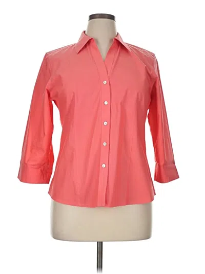 Pre-owned Foxcroft 3/4 Sleeve Button Down Shirt In Orange
