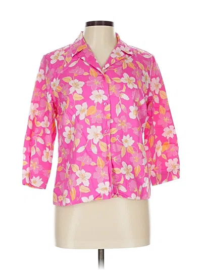 Pre-owned Foxcroft 3/4 Sleeve Button Down Shirt In Pink
