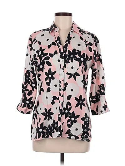 Pre-owned Foxcroft 3/4 Sleeve Button Down Shirt In Pink