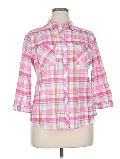 Pre-owned Foxcroft 3/4 Sleeve Button Down Shirt In Pink