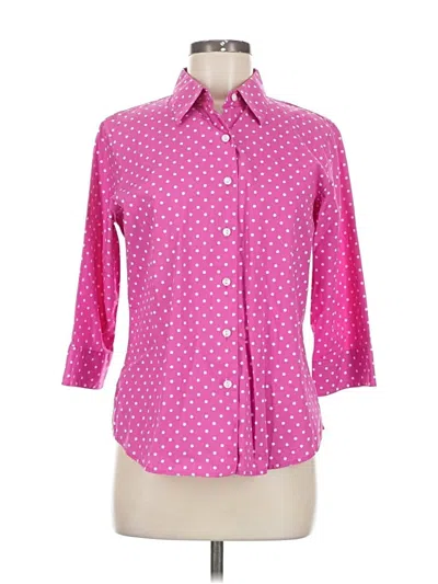 Pre-owned Foxcroft 3/4 Sleeve Button Down Shirt In Pink
