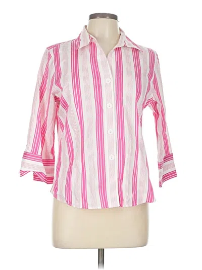 Pre-owned Foxcroft 3/4 Sleeve Button Down Shirt In Pink