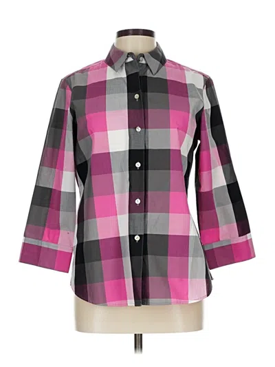 Pre-owned Foxcroft 3/4 Sleeve Button Down Shirt In Pink