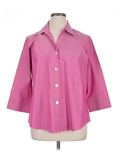 Pre-owned Foxcroft 3/4 Sleeve Button Down Shirt In Pink