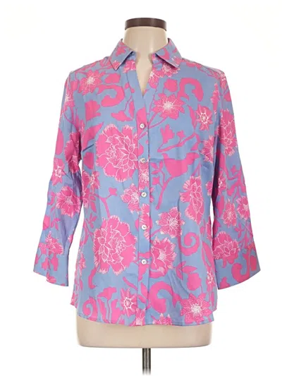 Pre-owned Foxcroft 3/4 Sleeve Button Down Shirt In Pink