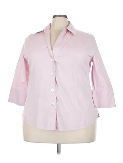 Pre-owned Foxcroft 3/4 Sleeve Button Down Shirt In Pink