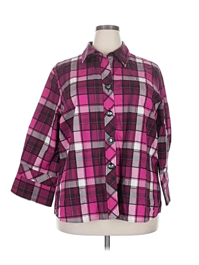 Pre-owned Foxcroft 3/4 Sleeve Button Down Shirt In Pink