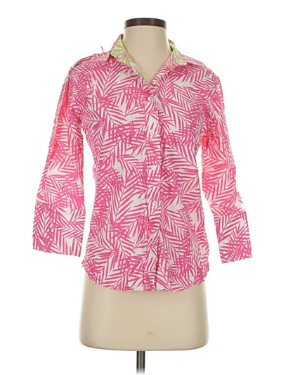 Pre-owned Foxcroft 3/4 Sleeve Button Down Shirt In Pink