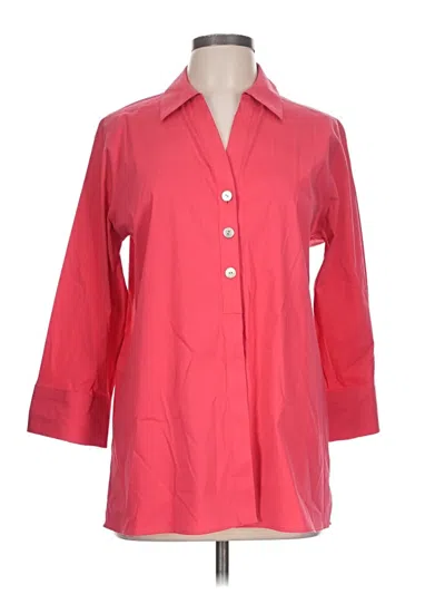 Pre-owned Foxcroft 3/4 Sleeve Button Down Shirt In Pink