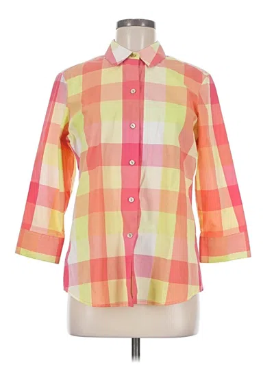 Pre-owned Foxcroft 3/4 Sleeve Button Down Shirt In Pink