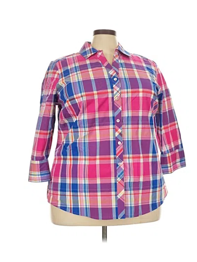 Pre-owned Foxcroft 3/4 Sleeve Button Down Shirt In Pink