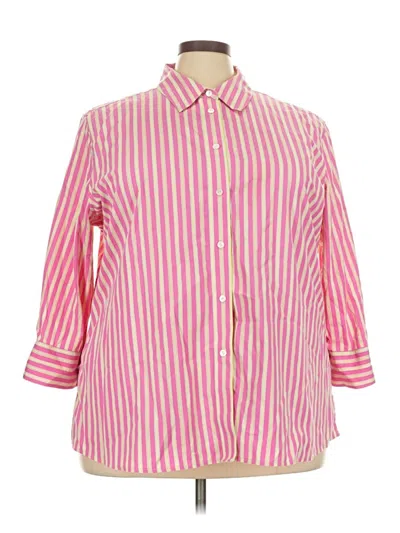 Pre-owned Foxcroft 3/4 Sleeve Button Down Shirt In Pink