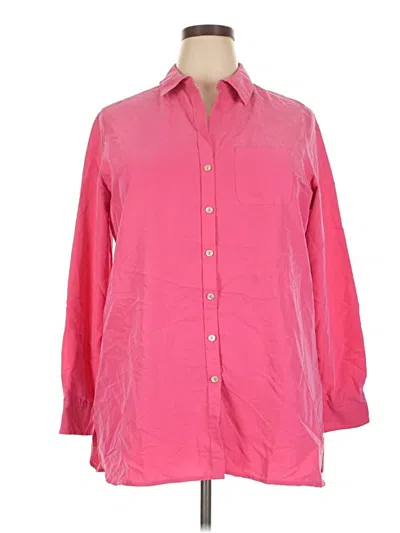 Pre-owned Foxcroft 3/4 Sleeve Button Down Shirt In Pink