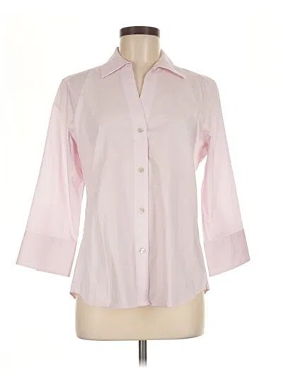 Pre-owned Foxcroft 3/4 Sleeve Button Down Shirt In Pink