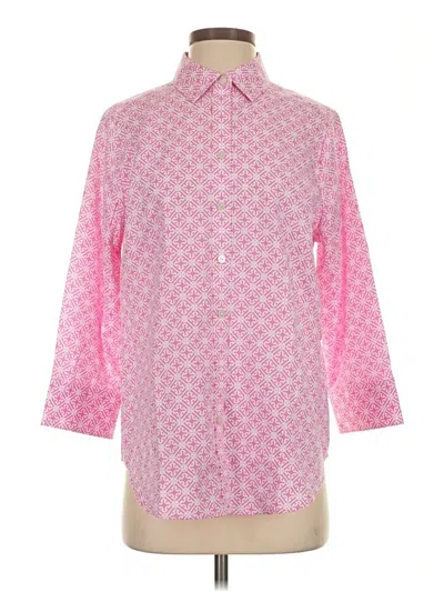 Pre-owned Foxcroft 3/4 Sleeve Button Down Shirt In Pink
