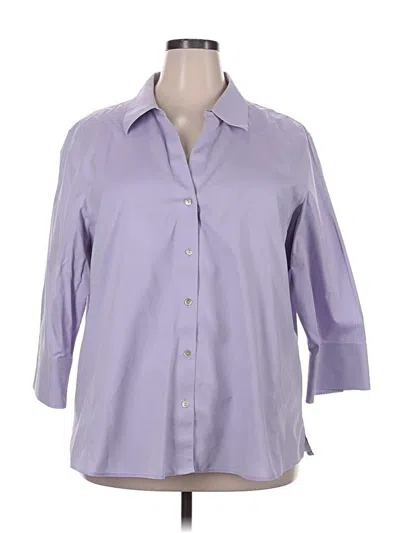 Pre-owned Foxcroft 3/4 Sleeve Button Down Shirt In Purple
