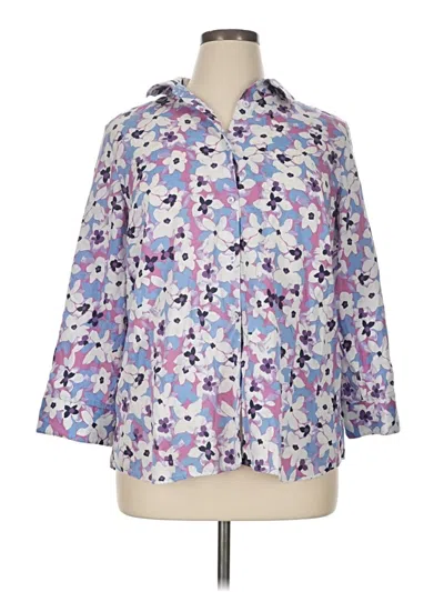 Pre-owned Foxcroft 3/4 Sleeve Button Down Shirt In Purple