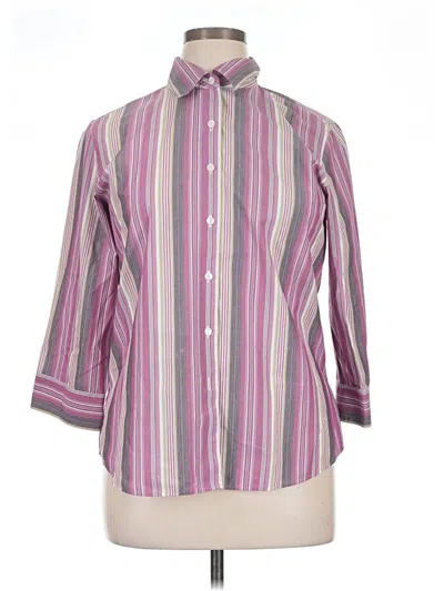 Pre-owned Foxcroft 3/4 Sleeve Button Down Shirt In Purple