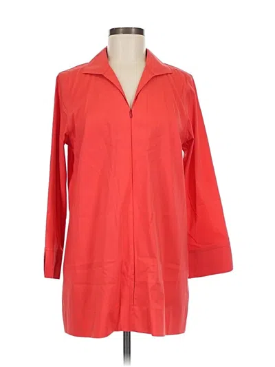 Pre-owned Foxcroft 3/4 Sleeve Button Down Shirt In Red