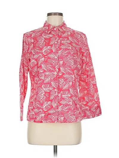 Pre-owned Foxcroft 3/4 Sleeve Button Down Shirt In Red