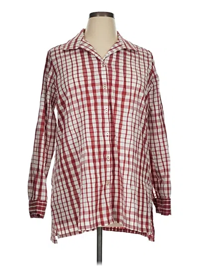 Pre-owned Foxcroft 3/4 Sleeve Button Down Shirt In Red