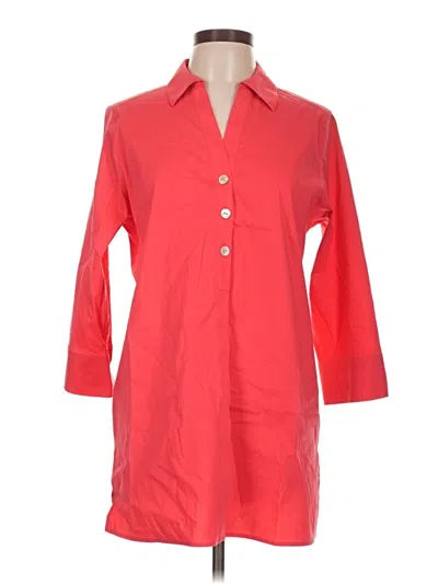 Pre-owned Foxcroft 3/4 Sleeve Button Down Shirt In Red