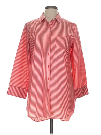Pre-owned Foxcroft 3/4 Sleeve Button Down Shirt In Red