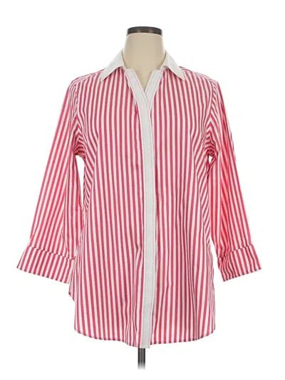 Pre-owned Foxcroft 3/4 Sleeve Button Down Shirt In Red