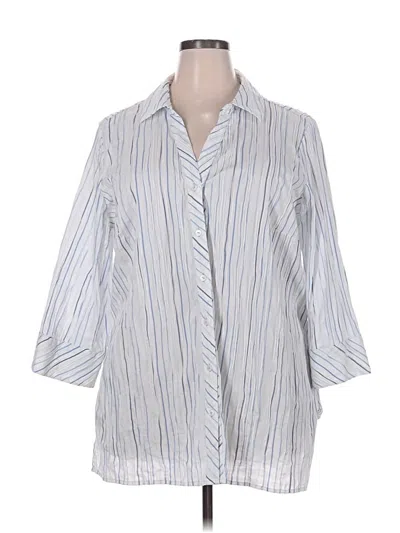 Pre-owned Foxcroft 3/4 Sleeve Button Down Shirt In Silver