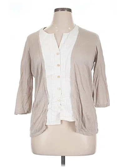 Pre-owned Foxcroft 3/4 Sleeve Button Down Shirt In Tan