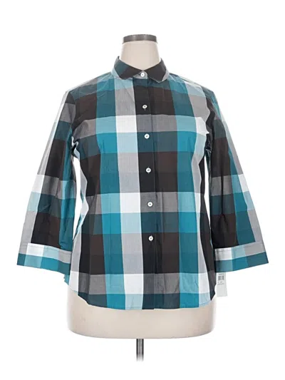 Foxcroft 3/4 Sleeve Button Down Shirt In Teal