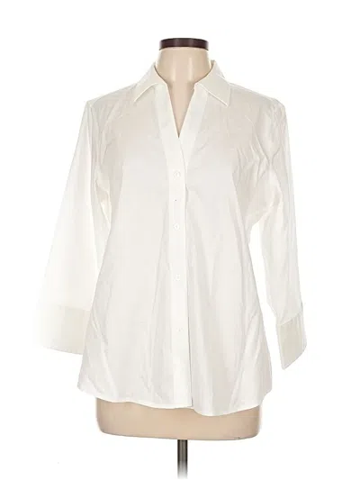 Pre-owned Foxcroft 3/4 Sleeve Button Down Shirt In White