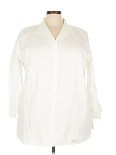 Pre-owned Foxcroft 3/4 Sleeve Button Down Shirt In White