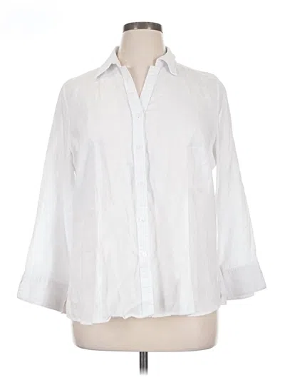 Pre-owned Foxcroft 3/4 Sleeve Button Down Shirt In White
