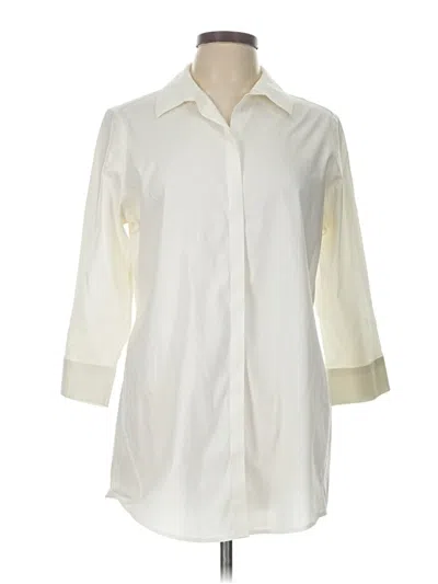 Pre-owned Foxcroft 3/4 Sleeve Button Down Shirt In White