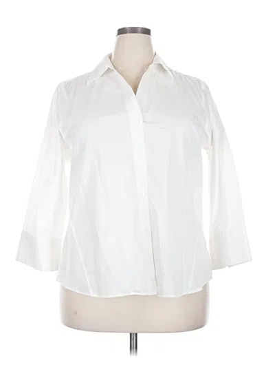 Pre-owned Foxcroft 3/4 Sleeve Button Down Shirt In White