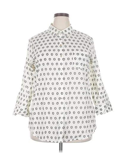 Foxcroft 3/4 Sleeve Button Down Shirt In White